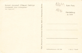 02796 Jonsdorf Zittauer Gebirge Fremdenhof "Zum Lindengarten" * 1963