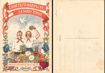 CSSR propaganda card for Children's Day Young Pioneers * around 1960