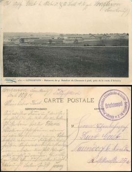 KP Eisenbahn-Arbeiter-Bataillon Nr.2 Feldpost 1914 auf AK Longuyon
