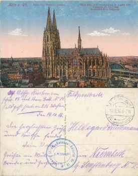 KP Schwere 15 cm Kanonen-Batterie Nr. 19 Feldpost 19.101916 AK Köln