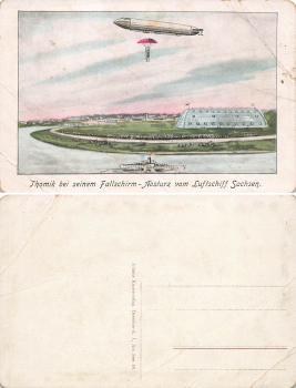 Kaditz Dresden Zeppelin Hall Airship "Sachsen" Parachutist Thomik * around 1914
