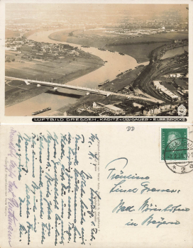 Kaditz Uebigau Dresden Elbe Bridge aerial photo o 1931 Hahn-Foto7647