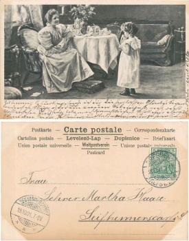 Kaffeetafel Mutter mit Kind  o 19.10.1901