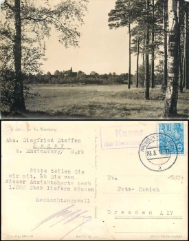 16837 Kagar about Rheinsberg country postmark on AK 23.5.1959 Hanich