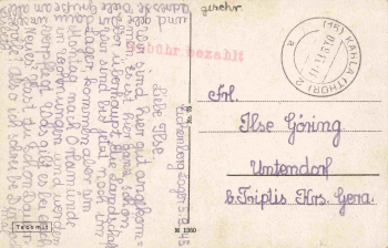 Kahla Thüringen Mehrbildkarte o 6.9.1945 roter Gebühr bezahlt Stempel