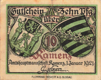 Kamenz Sachsen Notgeldschein 1921