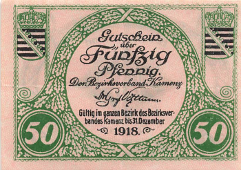 Kamenz Sachsen Notgeldschein 1918