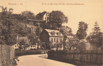 Kamenz Sachsen Herrental mit Schlossberg Restaurant o 1917