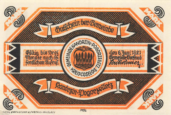 Kandrzin-Pogorzelletz Oberschlesien Notgeldschein Kędzierzyn  1921