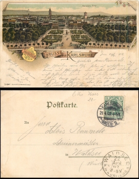 Karlsruhe Gruss aus Litho o 21.04.1902