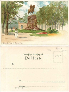 Karlsruhe Kaiserdenkmal artist card Heinrich Kley * ca. 1900
