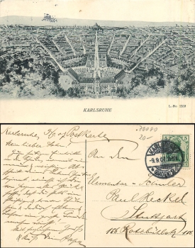 Karlsruhe Totalansich Litho o 09.09.1907