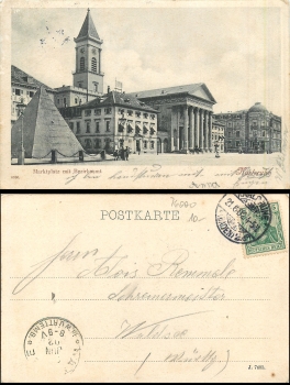 Karlsruhe Marktplatz mit Bezirksamt o 21.06.1902