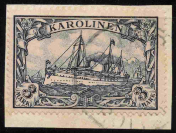 Karolinen Deutsche Post Michel 18 o gestempelt Kaiseryacht  ​​​​​​​geprüft Pfenniger