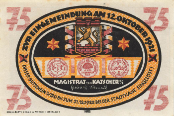 Katscher Oberschlesien Notgeldschein Kietrz 1921