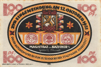 Katscher Oberschlesien Notgeldschein Kietrz 1921