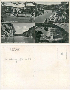 93309 Kelheim Donau Kloster Weltenburg gebr. 1943
