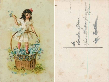 girl in flower basket circa 1910