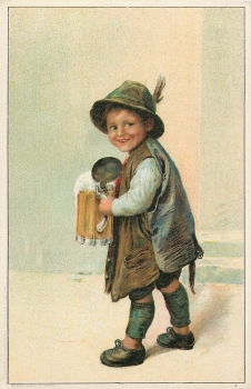 Child with beer mug chromolithograph * ca.1900 no postcard classification