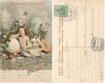 Kind mit Gitarre Osterei Serienkarte670-6 o 24.4.1905
