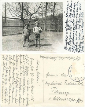 Children with satchels Real photo o ca. 1930