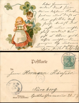 Art Nouveau children with wine clover o 18.8.1902