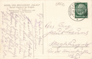 01773 Kipsdorf Erzgebirge Hotel "HALALI"o 1937