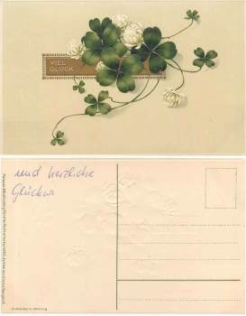Kleeblätter Prägekarte M&B 1615 Künstlerkarte * ca. 1910
