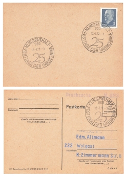 Klingenthal special stamp on printed matter Harmonica Festival o May 12, 1972