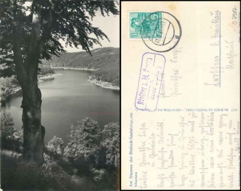 07907 Kloster z. hl. Kreuz über Schleiz Landposttempel o 21.8.1961 auf AK Bleiloch-Saaletalsperre