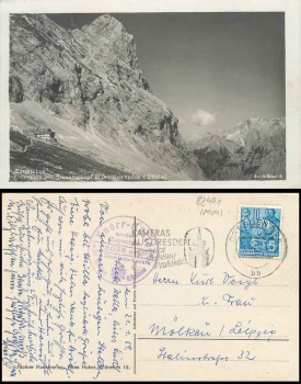Knorrhütte mit Brunnthalkopf u. Dreithorspitze, o 21.1.1959