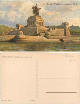 Koblenz Deutsches Eck Kaiser Wilhelm monument artist card *ca.1920