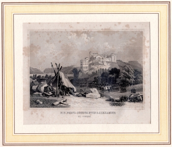 Koblenz the Forts Constantin and Alexander original steel engraving around 1870