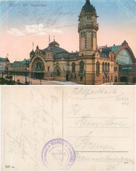 Cologne main station field post stamp real estate station commandant Opladen gebr. 7/24/1917