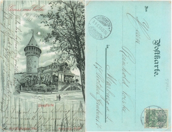 Cologne Ulrepforte litho moonlight card o October 20, 1901