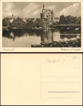Königsberg ostpreussen Schlossteich mit Stadthalle * ca. 1930