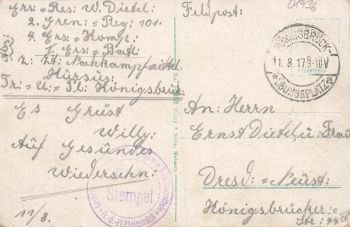 01936 Koenigsbrueck Truppenuebungsplatz Neues Lager Uebungsplatzstempel 1917