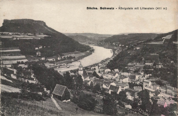 01824 Koenigstein with Lilienstein Saxon Switzerland * around 1930
