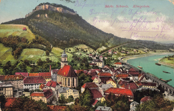 01824 Koenigstein with fortress Saxon Switzerland o 1915