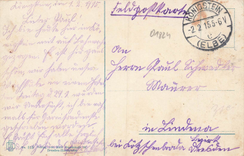 01824 Koenigstein with fortress Saxon Switzerland o 1915