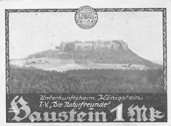 01824 Königstein, Accommodation House, Saxon Switzerland, Building Block of the Nature Friends, Donation Receipt circa 19200