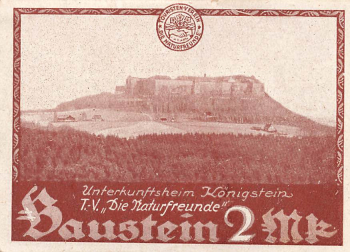 01824 Königstein, Accommodation House, Saxon Switzerland, Building Block of the Nature Friends, Donation Receipt circa 19200