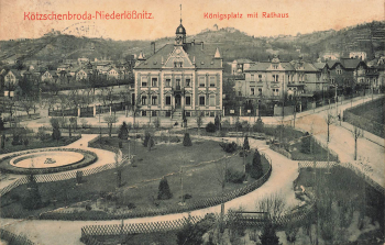 01445 Koetzschenbroda Radebeul Niederloessnitz Koenigsplatz mit Rathaus o 1912