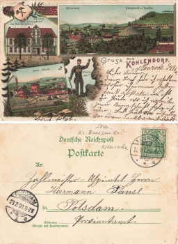 Kohlendorf near Neurode Silesia Anna Schacht Inn Litho Kolno Nowa Ruda o 1900