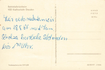 02763 Koitsche Hoernitz Company holiday home VEB Kraftverkehr Dresden 1967