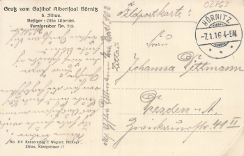 02763 Hoernitz Gasthof Albertsaal Interior view o 1916