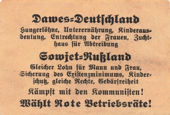 Kommunistische Wahlwerbung zur Reichstagswahl 1924 original Handzettel ​​​​​​​9 x 6 cm