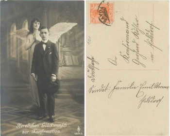 Konfirmation Schutzengel gebr. ca. 1920