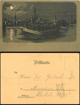 Konstanz Mondscheinkarte Verlag Metz 85081 gebr. ca. 1900
