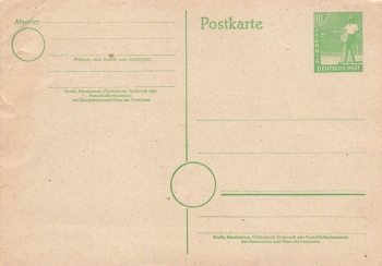 Control Council issue postal stationery 10 Pfennig 1947 *